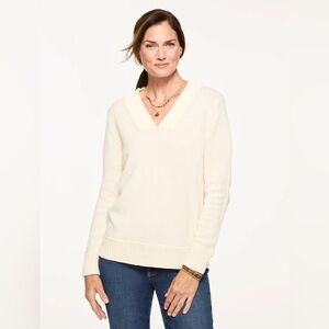 Talbots Women’s Ivory V-Neck Sweater size Large